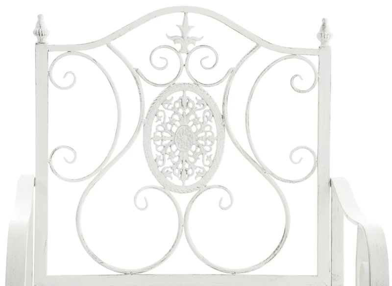Fauteuil en métal blanc vieilli avec motifs décoratifs – jardin ou terrasse 10_0007951