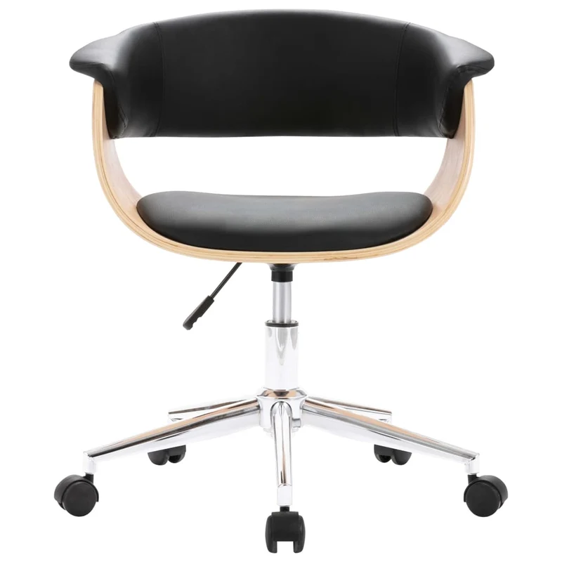 Chaise pivotante à dîner design contemporain bois courbé et synthétique noir CDS020106