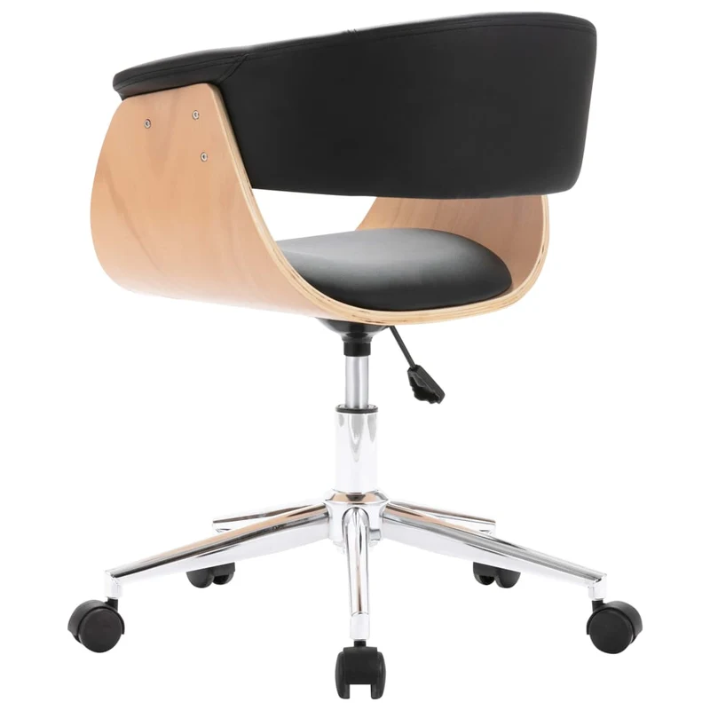 Chaise pivotante à dîner design contemporain bois courbé et synthétique noir CDS020106