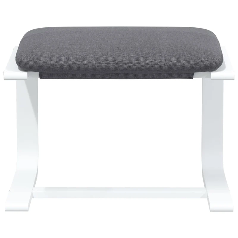 Repose-pieds tabouret 51 x 41 x 40 cm tissu gris et bois blanc DEC030297