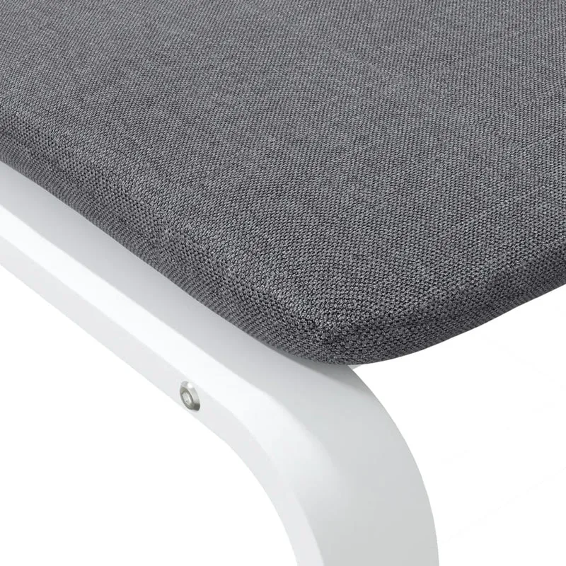 Repose-pieds tabouret 51 x 41 x 40 cm tissu gris et bois blanc DEC030297