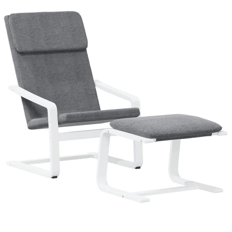 Fauteuil lounge chaise de canapé design moderne avec repose-pied en tissu gris foncé DEC026520