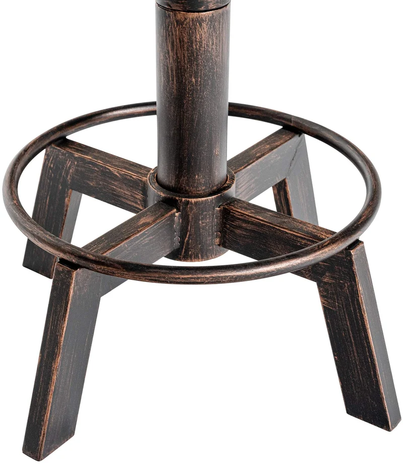 Tabouret industriel en métal bronze hauteur réglable 44 à 63 cm assise rembourrée en similicuir marron 10_0008366