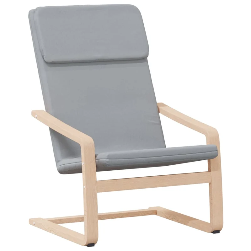 Fauteuil lounge chaise de canapé design modene avec repose-pied en tissu gris clair DEC026509