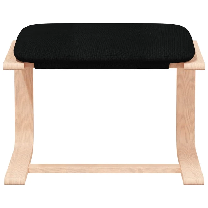 Fauteuil lounge chaise de canapé design moderne avec repose-pied en tissu noir et bois DEC026538