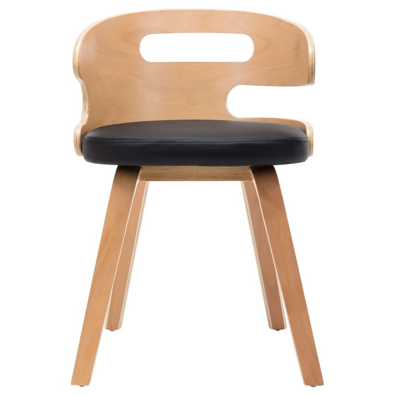 Lot de 2 chaises de salle à manger cuisine design intemporel bois courbé et synthétique noir CDS020797