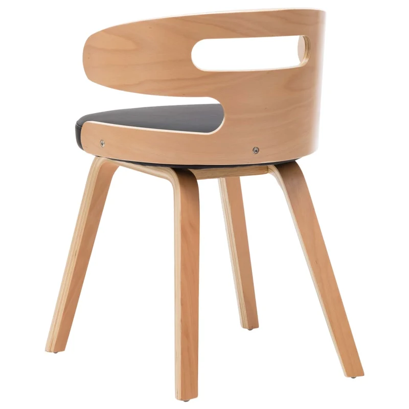 Lot de 2 chaises de salle à manger cuisine design intemporel bois courbé et synthétique noir CDS020797