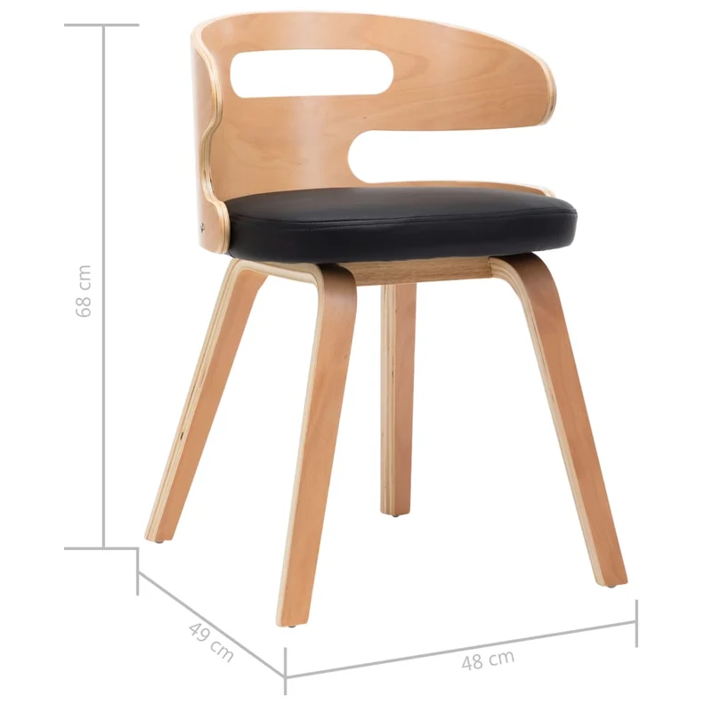 Lot de 2 chaises de salle à manger cuisine design intemporel bois courbé et synthétique noir CDS020797