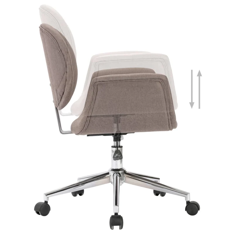 Chaise de bureau sur roulettes hauteur réglable pivotant en tissu taupe DEC025158