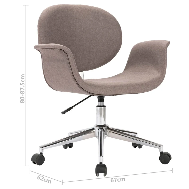 Chaise de bureau sur roulettes hauteur réglable pivotant en tissu taupe DEC025158