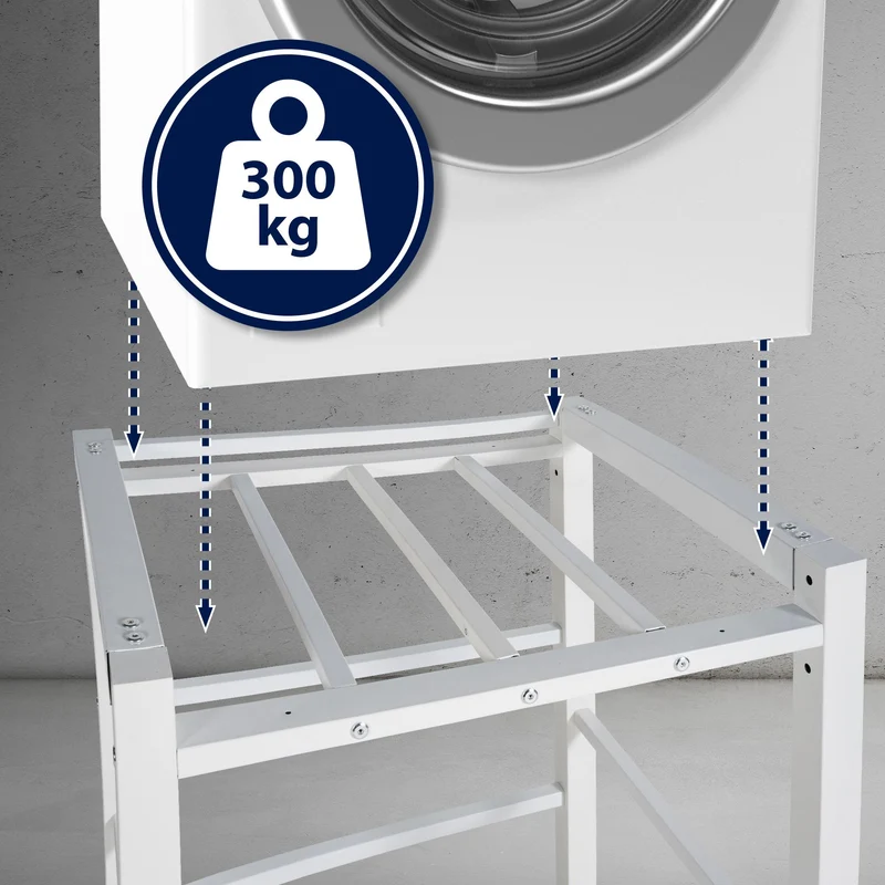 Étagère pour machine à laver – support métallique blanc charge 300 kg 10_0008373
