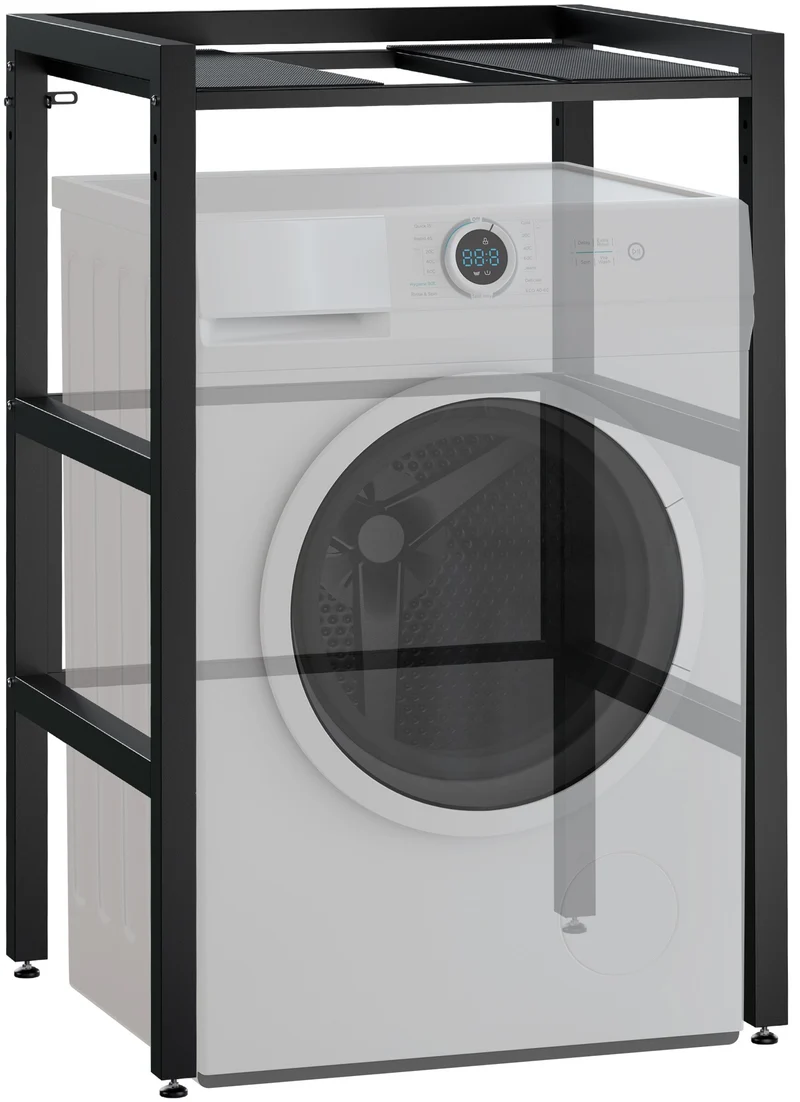 Étagère superposée pour machine à laver et sèche-linge 73 × 60 × 110 cm métal noir 300 kg 10_0008371