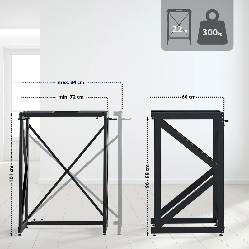 Étagère réglable pour machine à laver & sèche-linge – support métallique noir 300 kg 10_0008367
