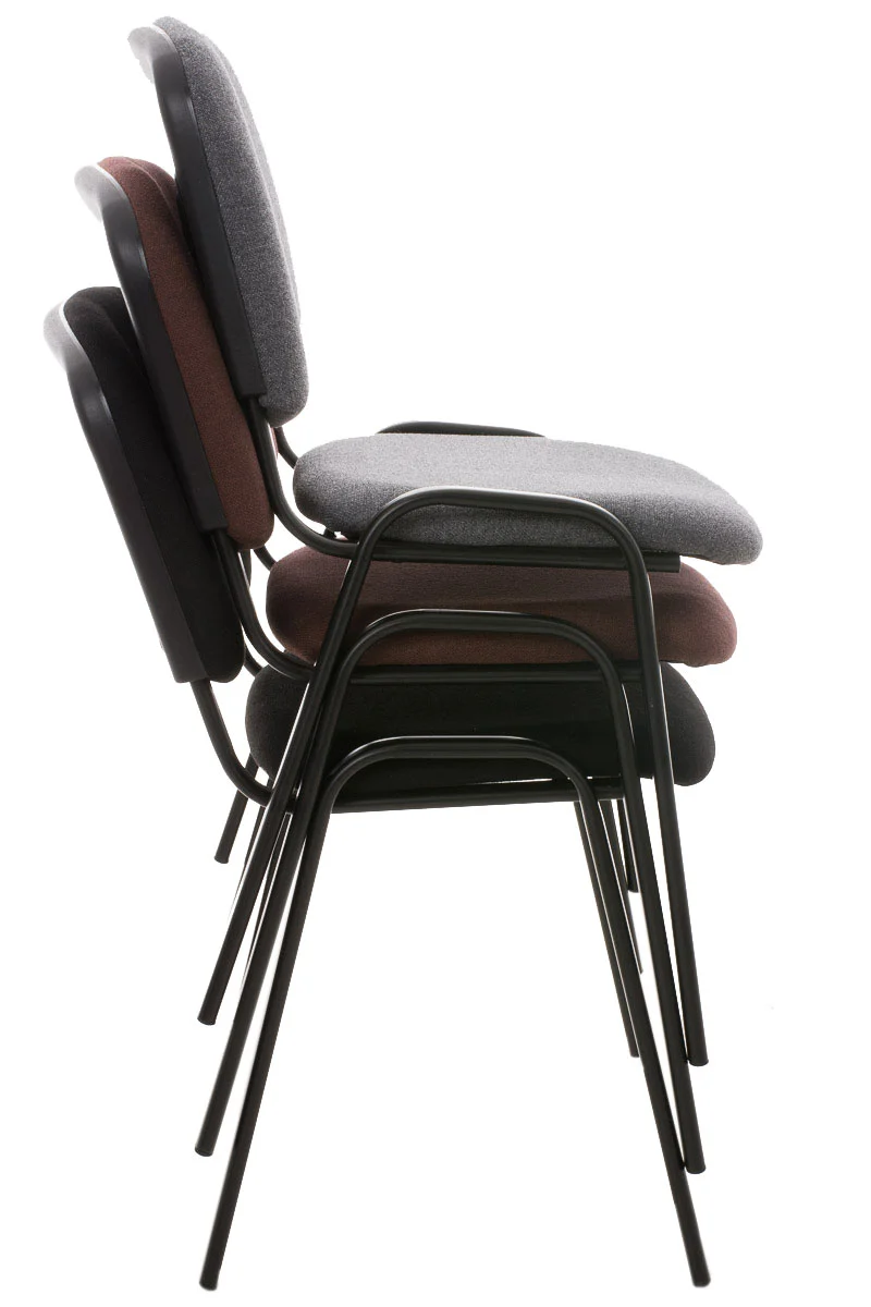 Lot de 4 chaises visiteur empilable zone d'attente en tissu crème piètement à 4 pieds en métal noir 10_0008893
