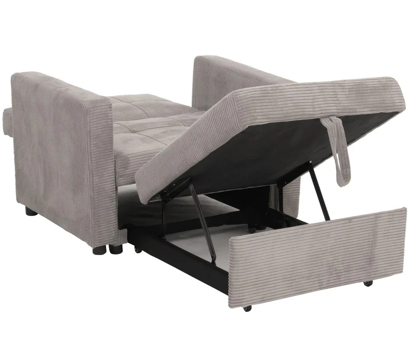 Fauteuil-lit lit d'appoint relaxation dossier réglable surface de couchage 197x100 cm tissu velours côtelé gris clair 04_0006253