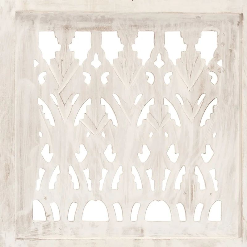 Paravent séparateur de pièce cloison 5 panneaux 200 x 165 cm MDF et bois manguier blanc DEC030941