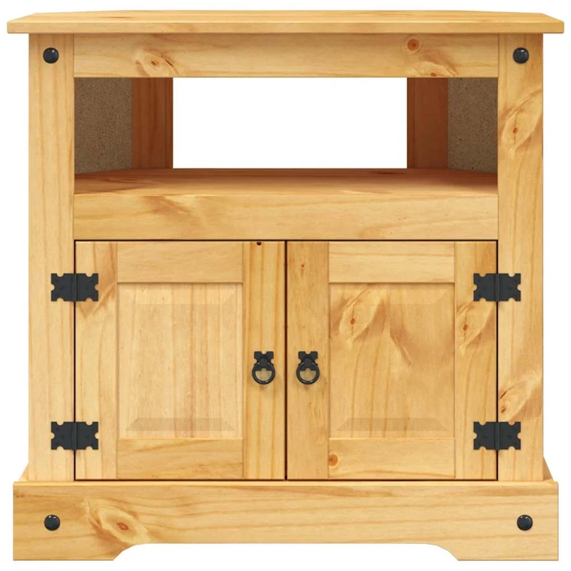 Meuble TV console avec une armoire et un compartiment 80 x 43 x 78 cm bois de pin massif DEC031991