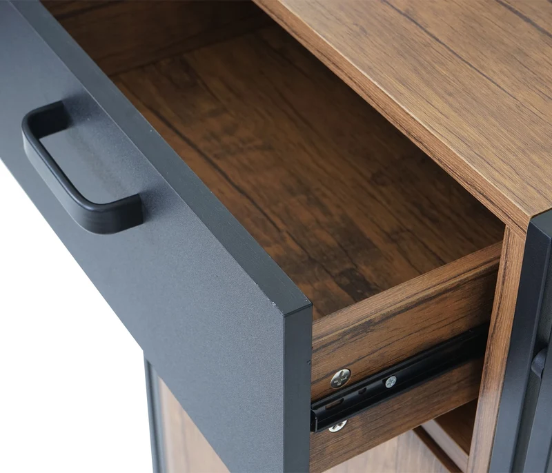 Petite commode armoire avec tiroirs et étagère 3D 90x50x43cm MDF aspect chêne sauvage 04_0002480