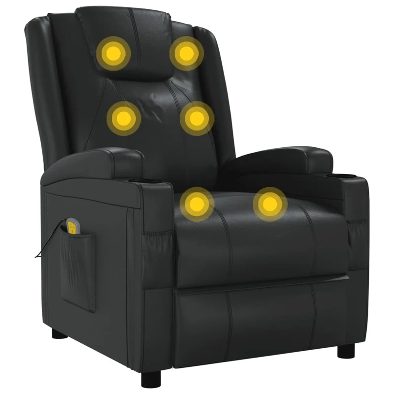 Fauteuil de relaxation avec fonction massage 6 points de massage en PVC noir DEC029241