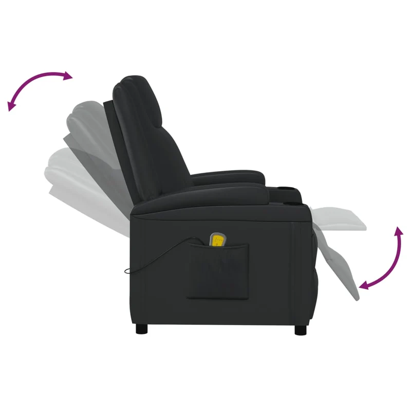 Fauteuil de relaxation avec fonction massage 6 points de massage en PVC noir DEC029241