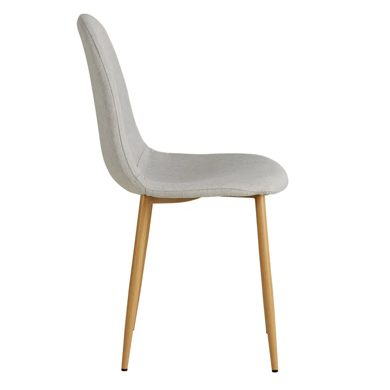 Lot de 2 chaises de salle à manger cuisine confortable et moderne en tissu gris pieds métal aspect bois CDS06104