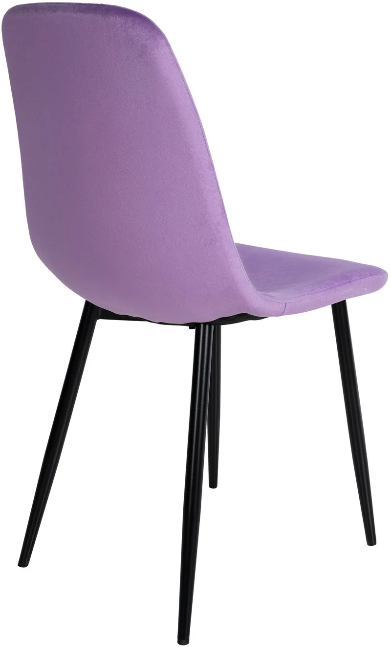 Lot de 4 chaises de salle à manger design simple avec pieds en métal noir et assise en tissu violet 10_0001831