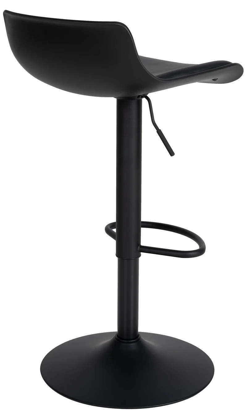 Tabouret de bar x1 avec repose-pieds hauteur réglable desing moderne en PVC noir et métal noir 10_0004536