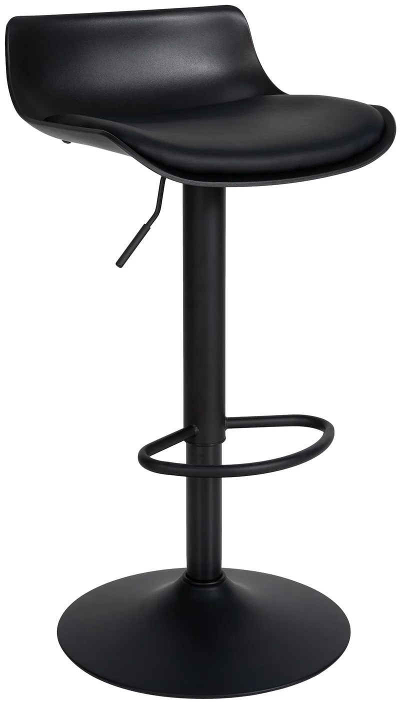Tabouret de bar x2 avec repose-pieds hauteur réglable desing moderne en PVC noir et métal noir 10_0004017