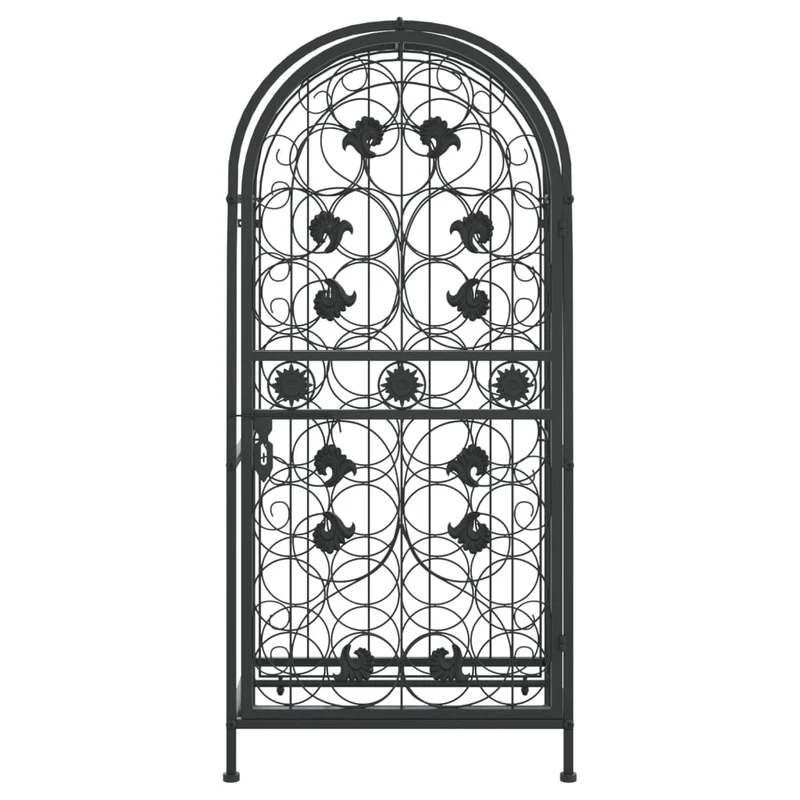 Casier range bouteilles étagère de rangement vin 33 bouteilles 45 x 36 x 100 cm fer forgé noir DEC024267