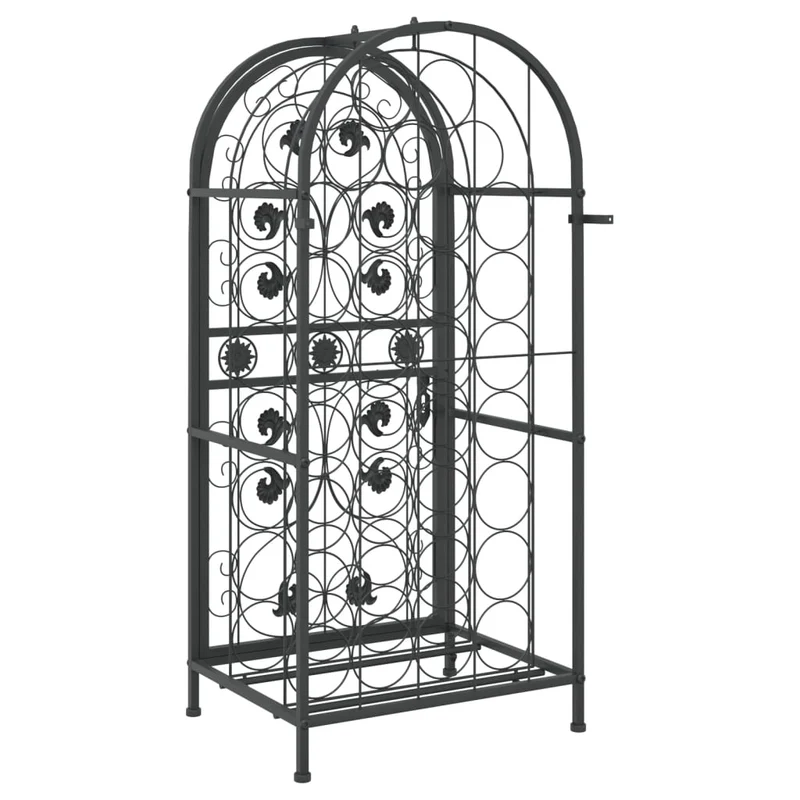 Casier range bouteilles étagère de rangement vin 33 bouteilles 45 x 36 x 100 cm fer forgé noir DEC024267