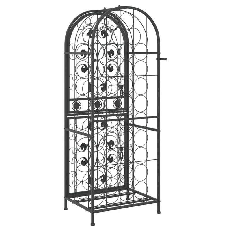 Casier range bouteilles étagère de rangement vin 41 bouteilles 45 x 36 x 120 cm fer forgé noir DEC024269
