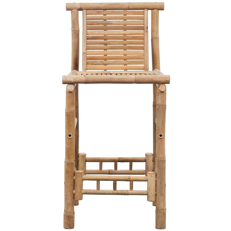 Lot de 2 tabourets de bar chaises hautes style tropical en bambou brun DEC029606