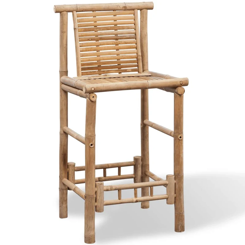 Lot de 2 tabourets de bar chaises hautes style tropical en bambou brun DEC029606