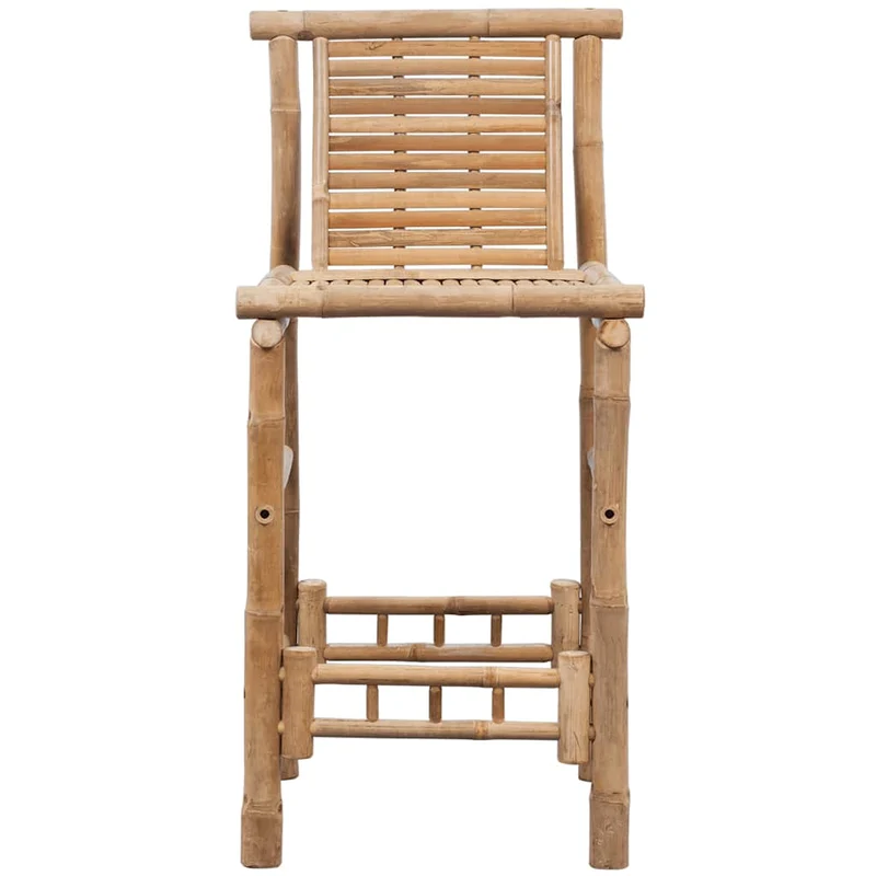 Lot de 2 tabourets de bar chaises hautes style tropical en bambou brun DEC029606