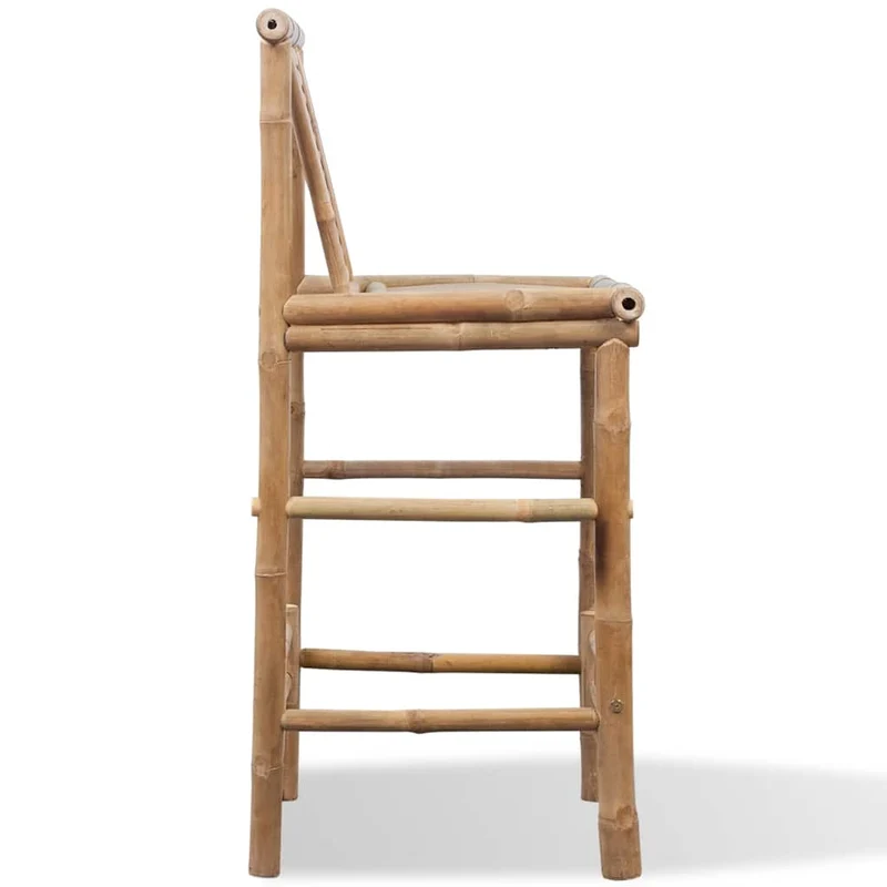 Lot de 2 tabourets de bar chaises hautes style tropical en bambou brun DEC029606