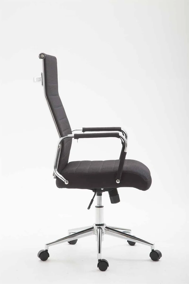 Fauteuil de bureau en tissu noir avec assise rembourrée pivotant BUR10232