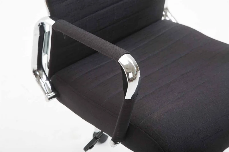Fauteuil de bureau en tissu noir avec assise rembourrée pivotant BUR10232