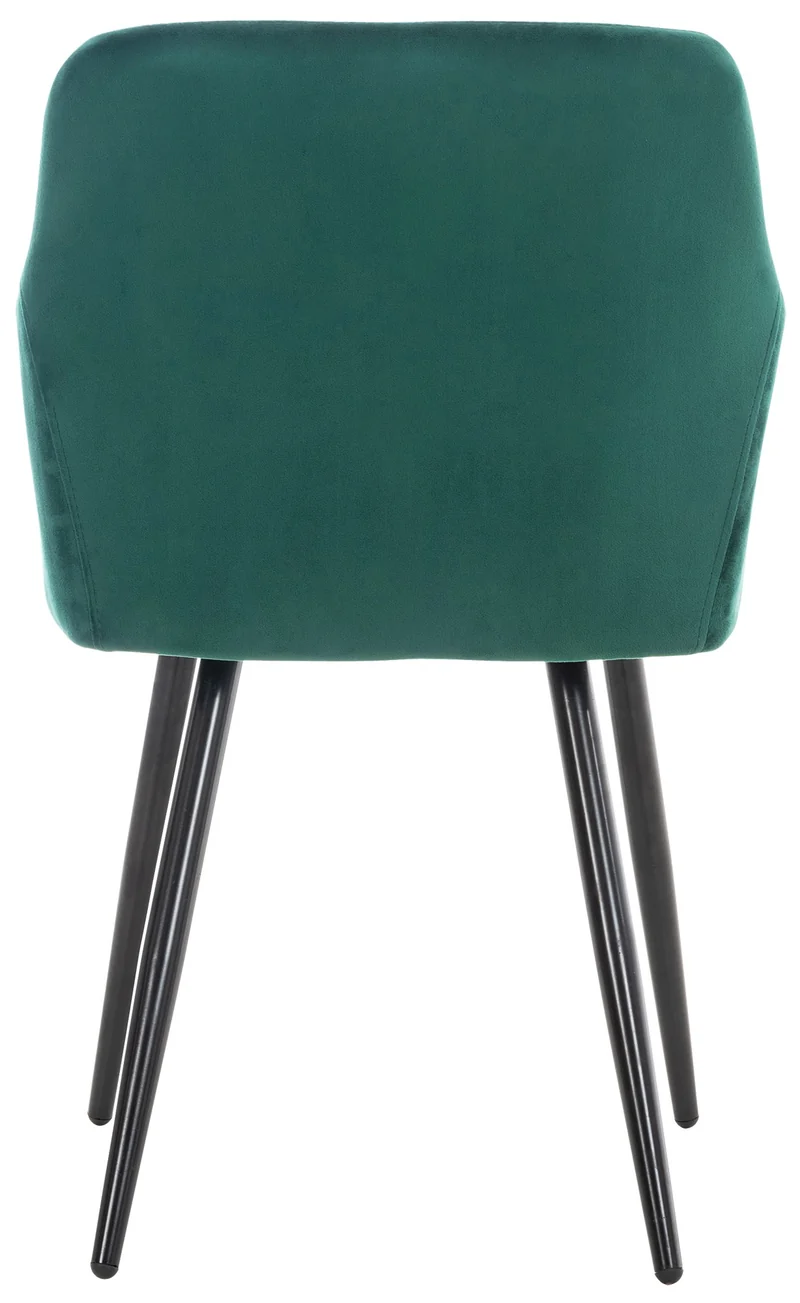 Lot de 2 chaises de salle à manger coutures en losanges style retro chic en tissu velours vert en pieds en métal noir 10_0001561
