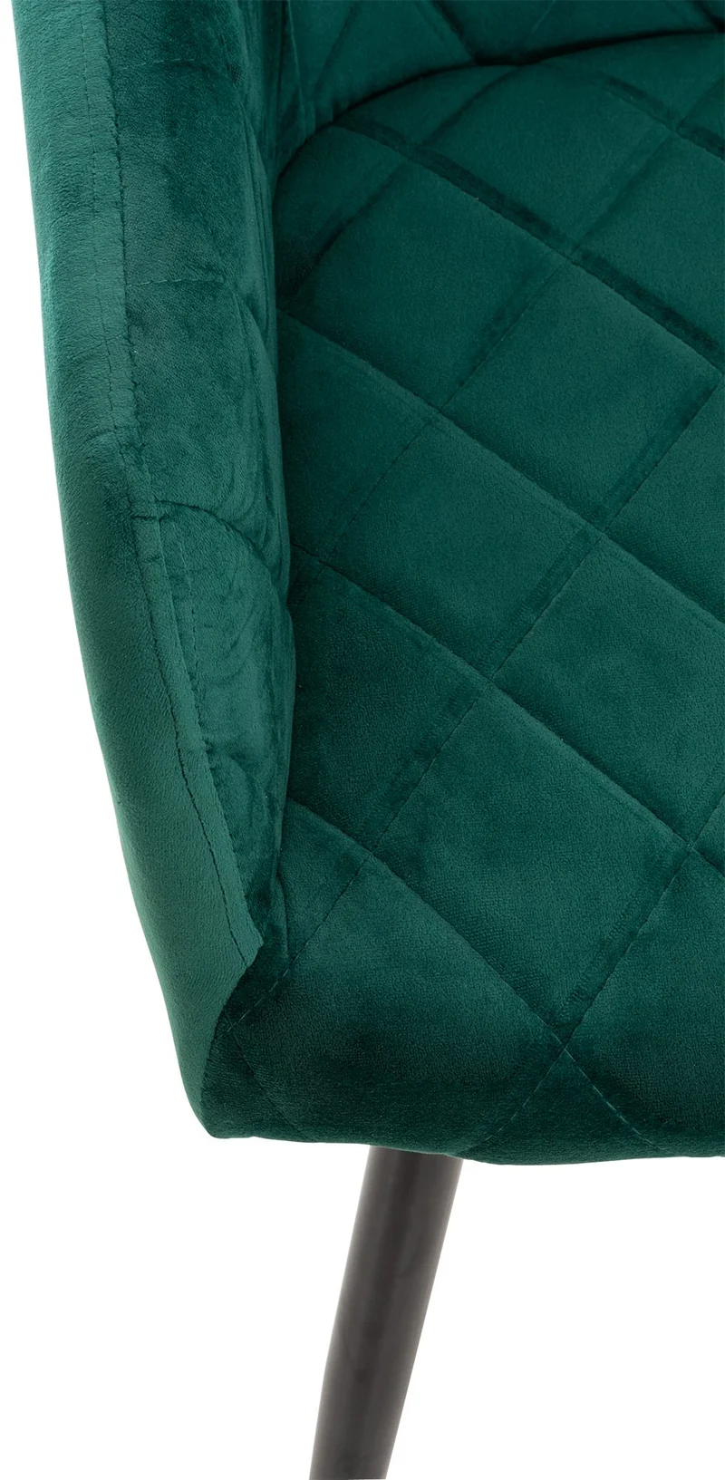 Lot de 2 chaises de salle à manger coutures en losanges style retro chic en tissu velours vert en pieds en métal noir 10_0001561