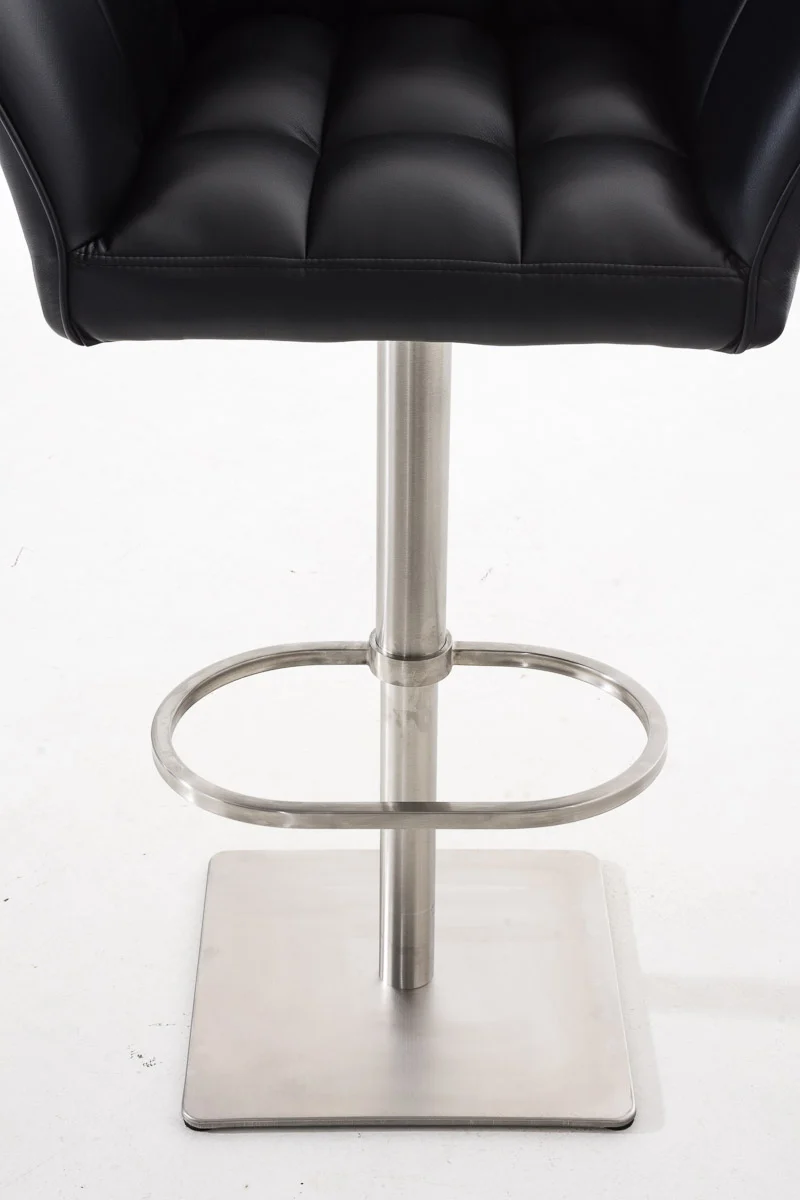 Tabouret de bar x1 réglable en similicuir noir assise enveloppante capitonnée avec base carrée en acier inoxydable 10_0006162
