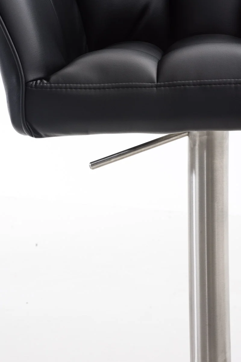 Tabouret de bar x1 réglable en similicuir noir assise enveloppante capitonnée avec base carrée en acier inoxydable 10_0006162