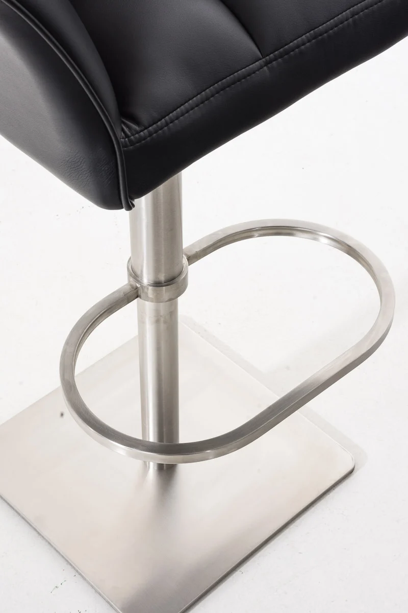 Tabouret de bar x1 réglable en similicuir noir assise enveloppante capitonnée avec base carrée en acier inoxydable 10_0006162