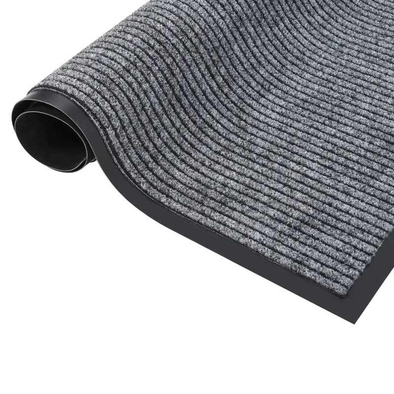 Paillasson rayé bordure noire support en vinyle antidérapant 60 x 80 cm PP gris DEC040643