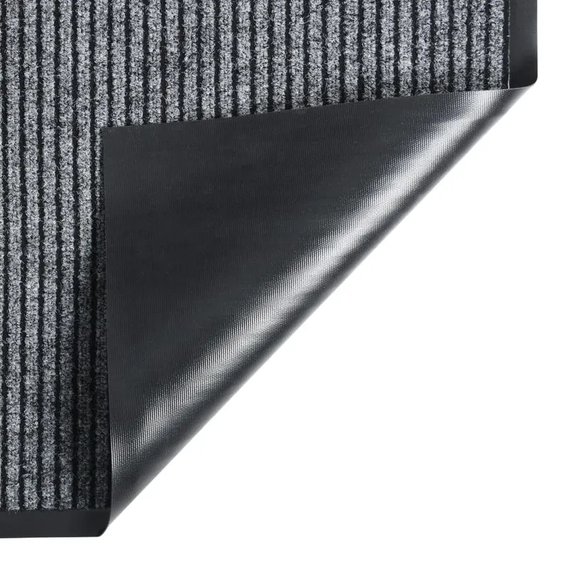 Paillasson rayé bordure noire support en vinyle antidérapant 60 x 80 cm PP gris DEC040643