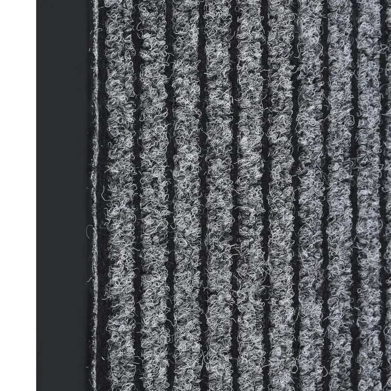 Paillasson rayé bordure noire support en vinyle antidérapant 60 x 80 cm PP gris DEC040643