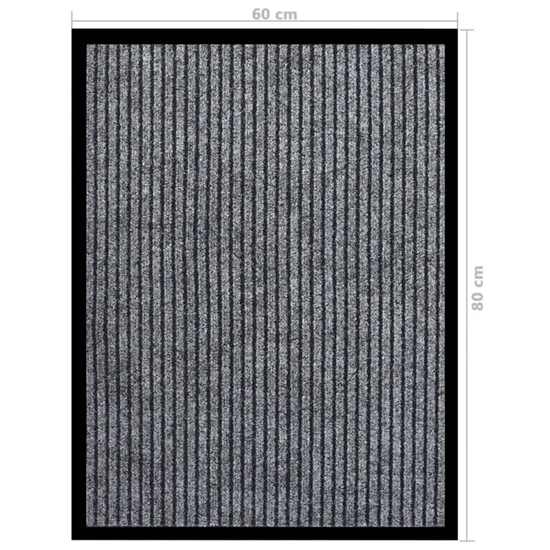 Paillasson rayé bordure noire support en vinyle antidérapant 60 x 80 cm PP gris DEC040643