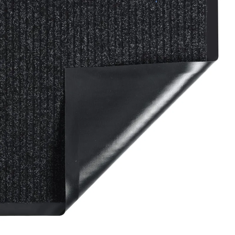 Paillasson rayé 40 x 60 cm feutre aiguilleté anthracite et vinyle antidérapant DEC040635