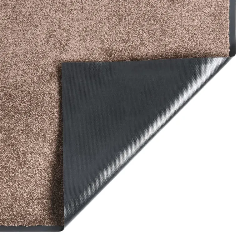 Paillasson de porte d'entrée bordure noire surface dessous antidérapant 40 x 60 cm PP torsadé marron et vinyle DEC040628