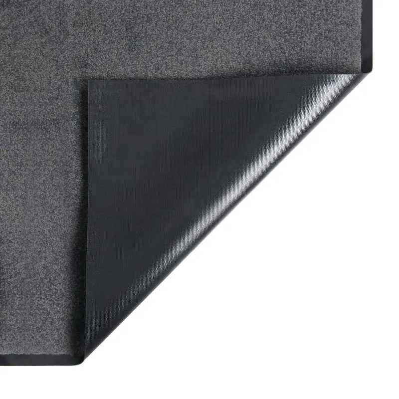Paillasson de porte d'entrée bordure noire support en vinyle antidérapant 40 x 60 cm PP torsadé anthracite DEC040582