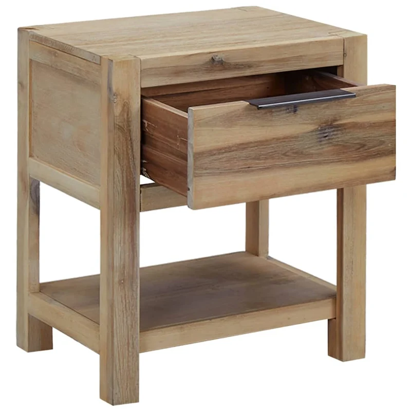 Table de chevet avec tiroir et étagère 40 x 30 x 48 cm bois d'acacia solide DEC033285